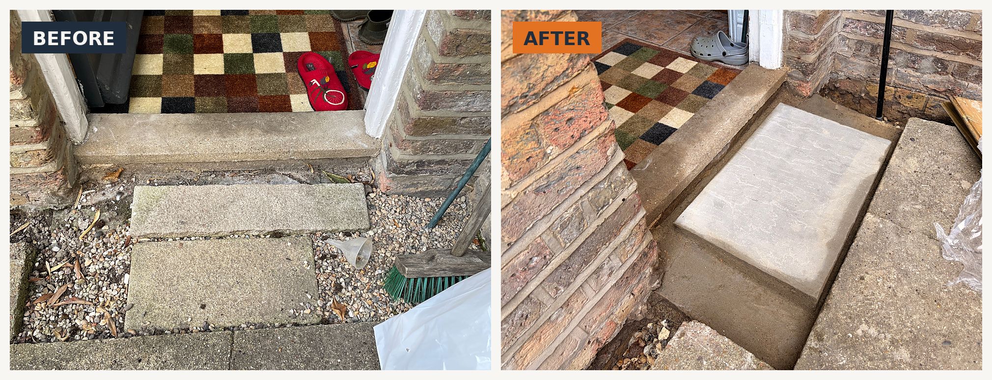 Rear step, before and after