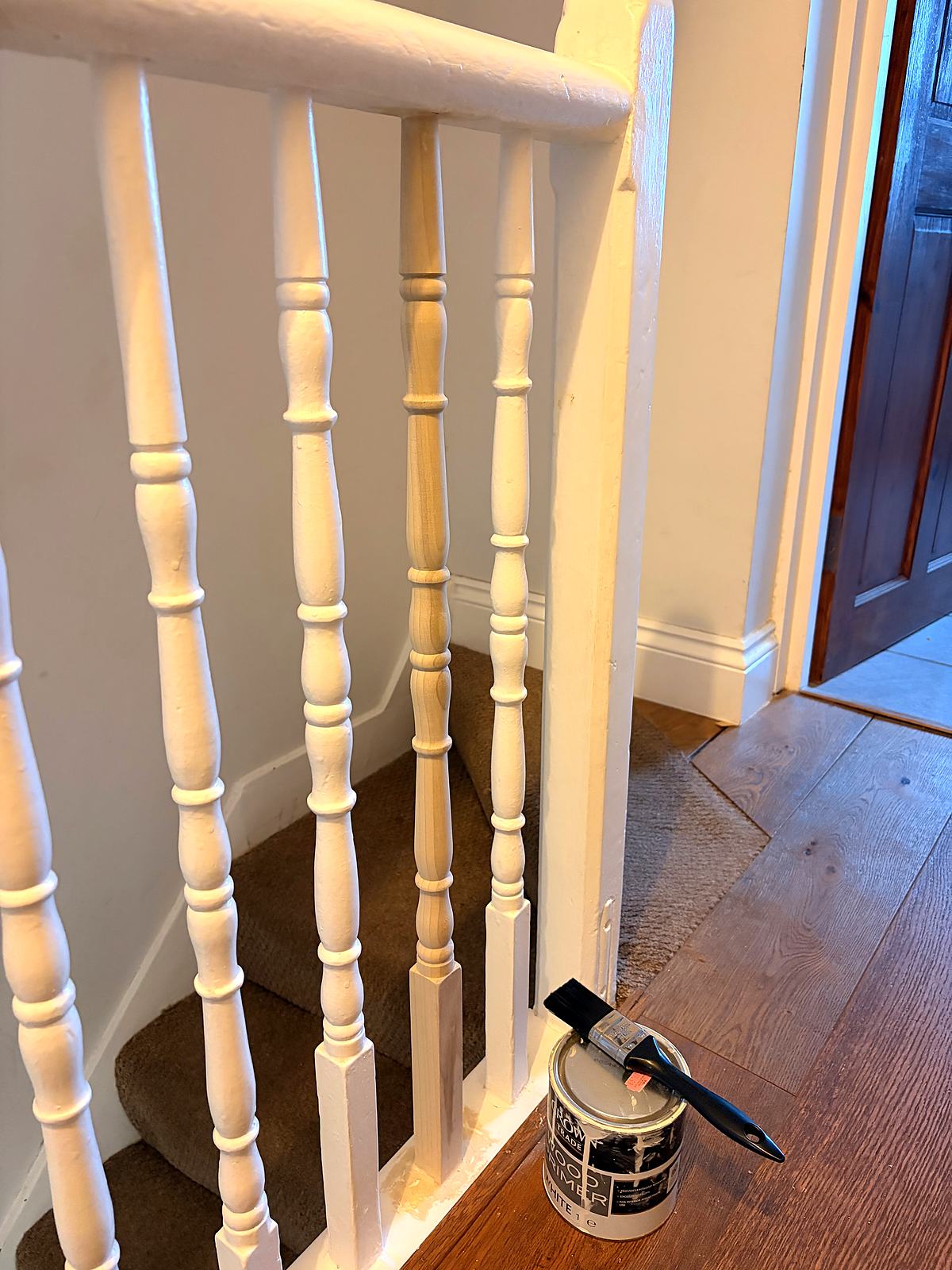 Banisters and spindles painted