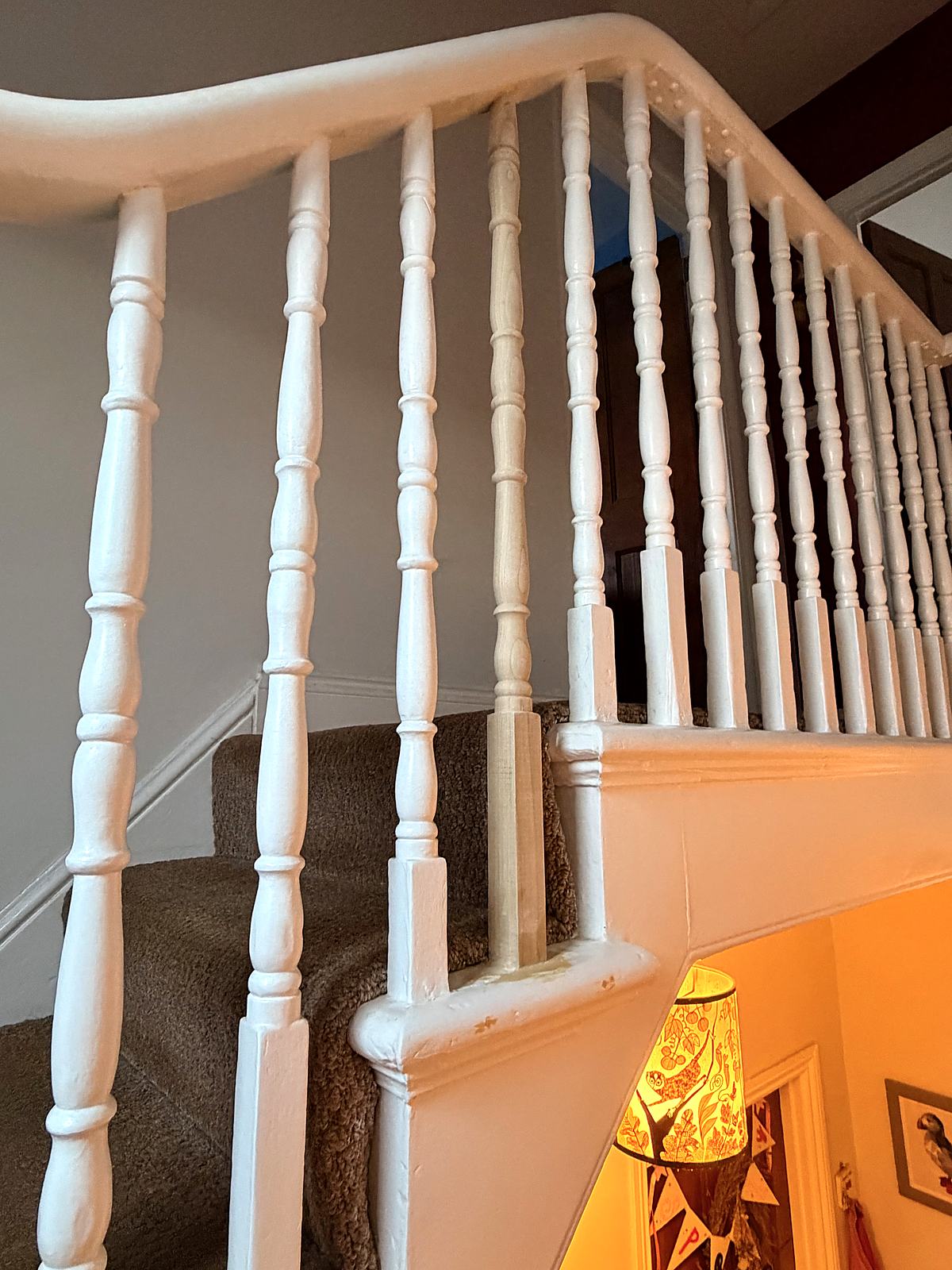 Banisters and spindles painted