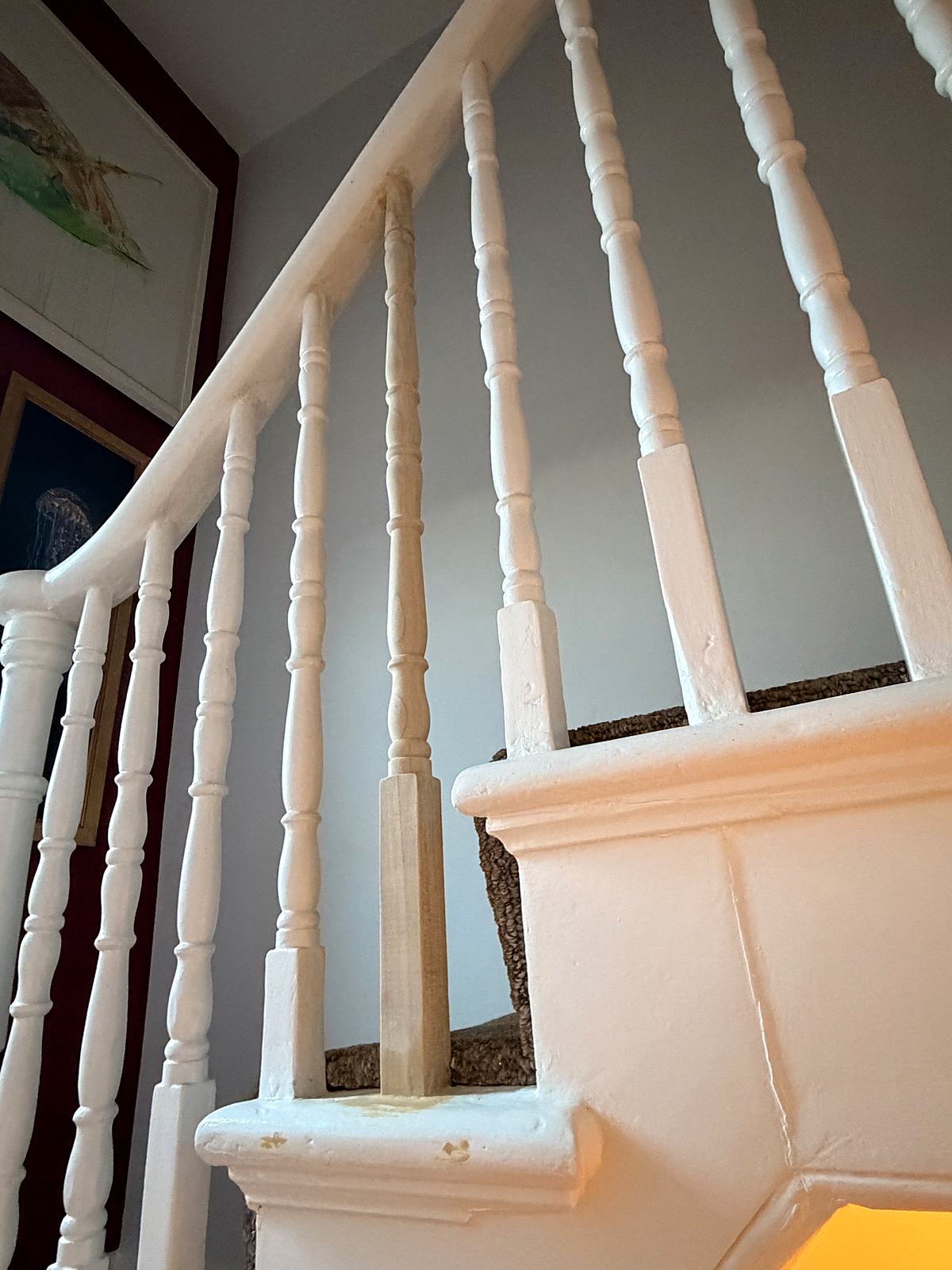 Banisters and spindles painted