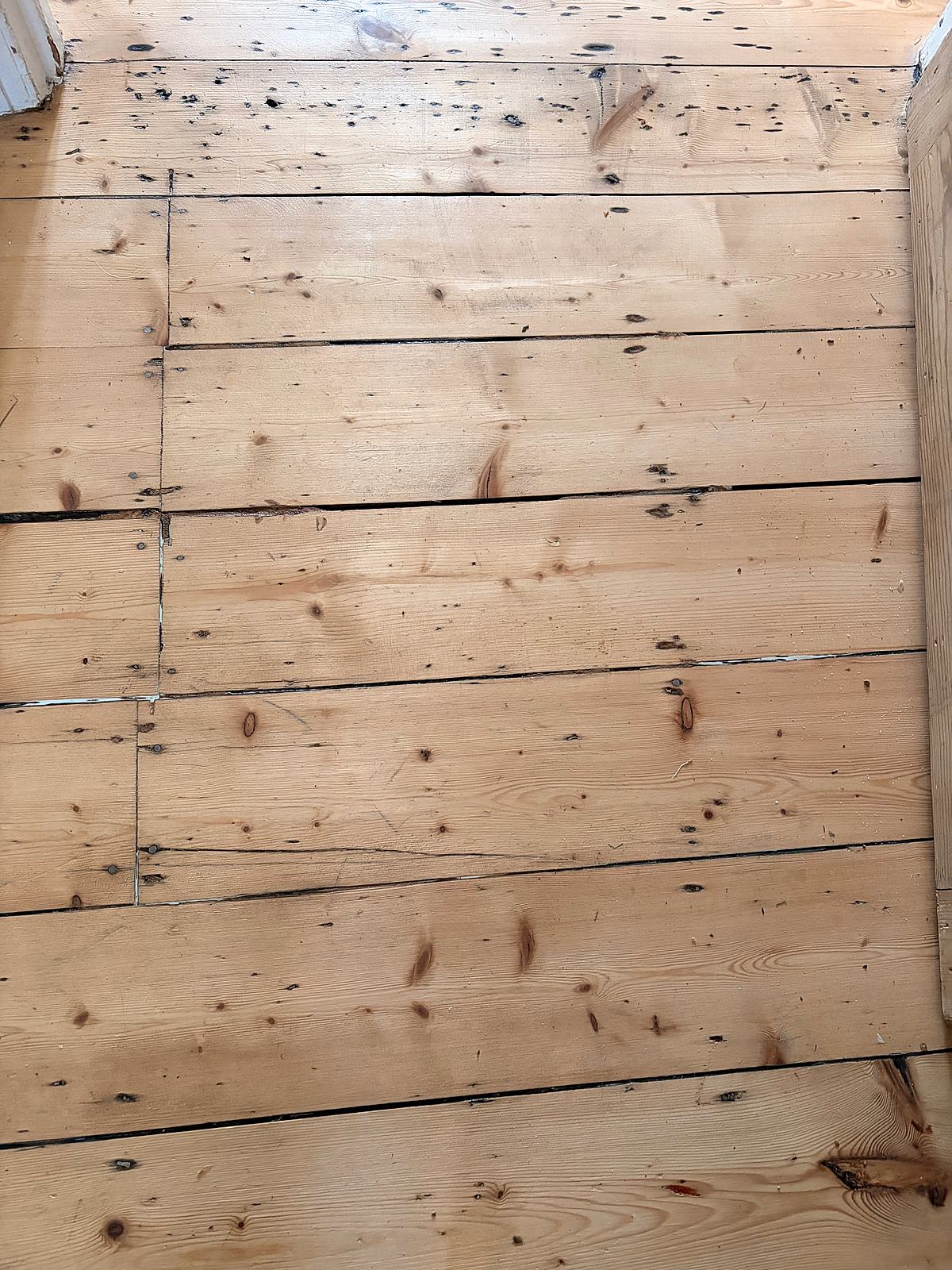 Pine floorboards sanded