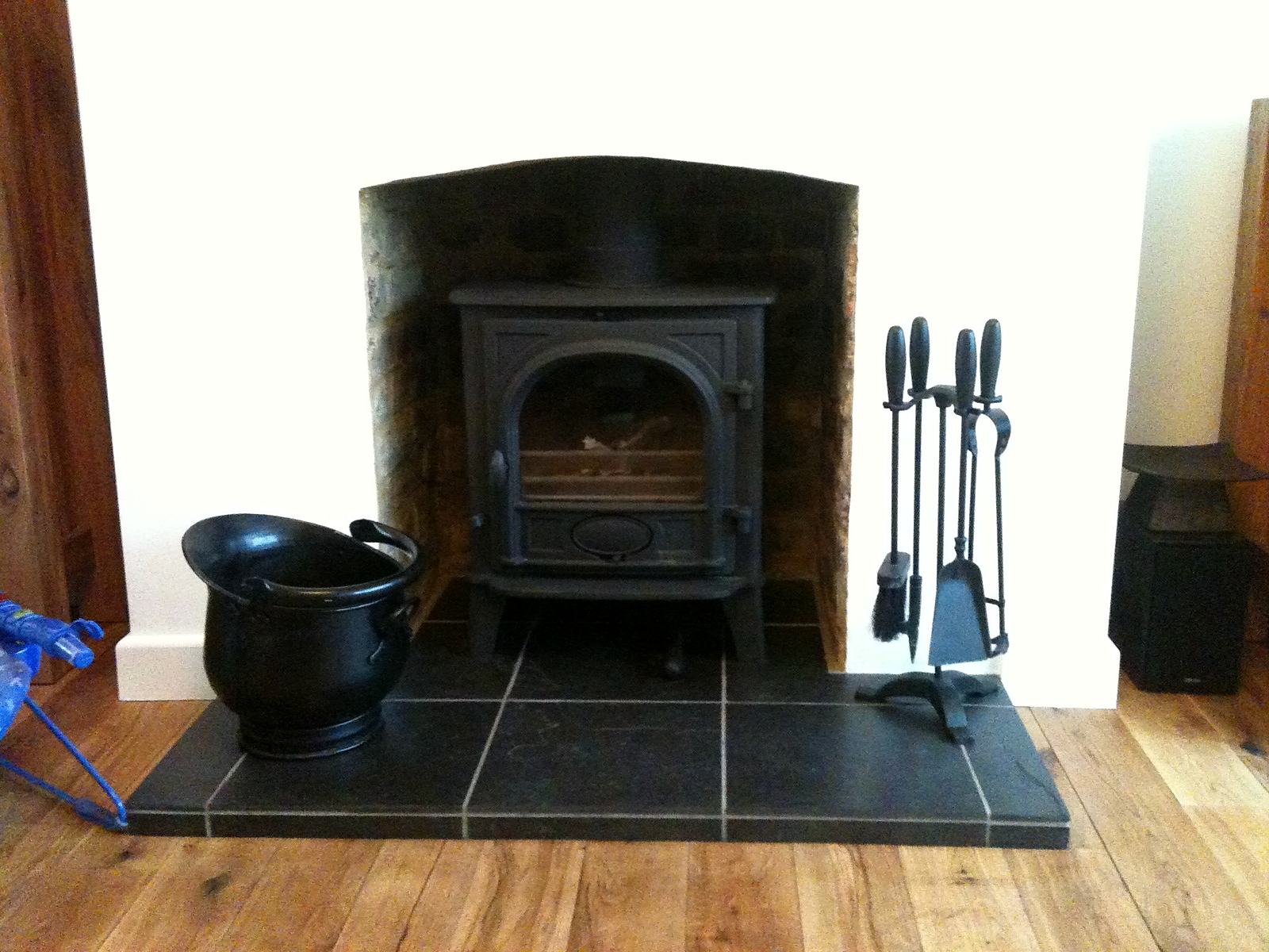 Wood burner and slate hearth